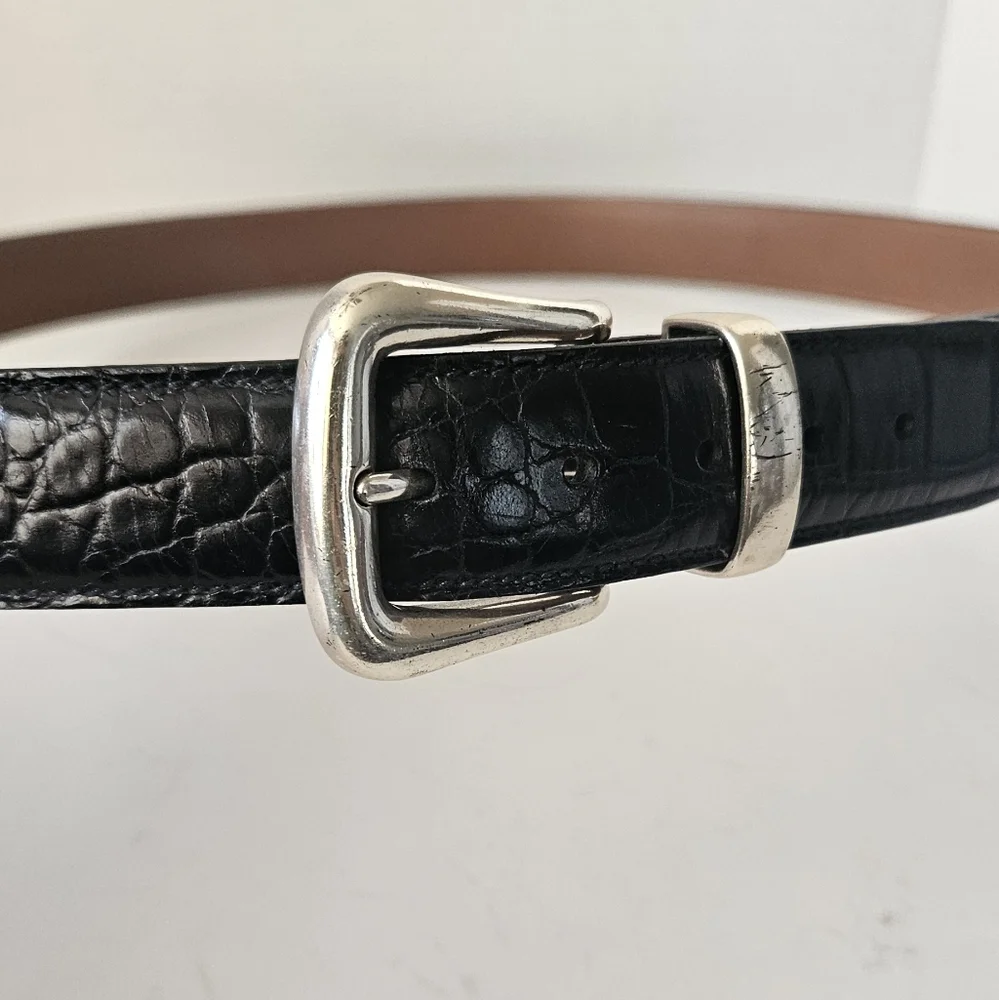 Trafalfar‎ Black Croc Embossed Mens Leather Belt Size 44